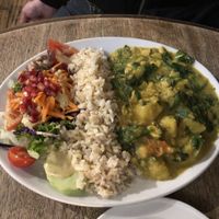 Organic potato, cashew nut & spinach curry   at Riverside Vegetaria in Kingston Upon Thames