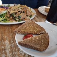 Garlic bread (already eaten most of it) at Riverside Vegetaria in Kingston Upon Thames