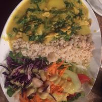 Vegetable curry & salad at Riverside Vegetaria in Kingston Upon Thames