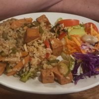 Organic tofu teriyaki at Riverside Vegetaria in Kingston Upon Thames