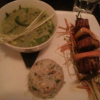 Thai green curry with tofu skewers, salad, cashew rice at Manna London Restaurant - Maybe closed in North West London