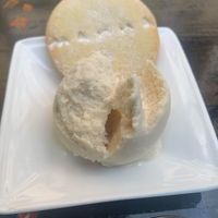 Vanilla ice cream and shortbread biscuit  at Manna London Restaurant - Maybe closed in North West London