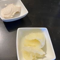 Lemon sorbet and rose ice cream taster at Manna London Restaurant - Maybe closed in North West London