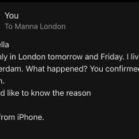 When your 2 months in advance reservation is cancelled you deserve to know the reason. Unforeseen circumstances seems a generic answer. This email never got a reply 🥹  at Manna London Restaurant - Maybe closed in North West London
