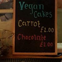 Vegan cake menu at Fuel in Manchester