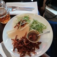 Crispy mushroom pancake with plum sauce at Greens in Manchester