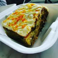 Orange and blueberry cake at The 8th Day in Manchester