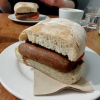 Vegan sausage sandwich at The 8th Day in Manchester