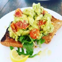 smashed avocado and roast toms on toast!  at The Zoo in Hull