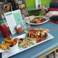 Beanball sub and Vegetarian Breakfast.  at Roots and Fruits in Leeds