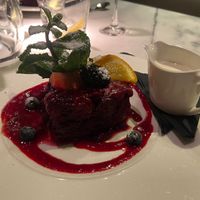 Summer pudding with vegan cream  at Zeffirellis in Ambleside