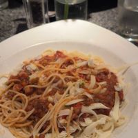 Vegan lentil bolognese with vegan cheesee  at Zeffirellis in Ambleside