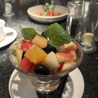 Fruit salad. Could have had soya cream or vegan ice cream £8.45  at Zeffirellis in Ambleside