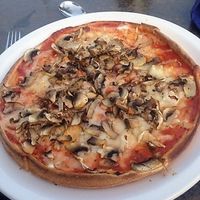 Vegan margarita pizza with mushrooms  at Zeffirellis in Ambleside