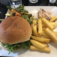 Spicy bean burger  at The Whale Tail Cafe in Lancaster