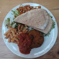 Vegan spicy bean burger at The Egg Cafe in Liverpool