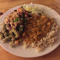 Chickpea Dahl with salad at The Egg Cafe in Liverpool