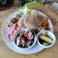 Falafels and pitta at The Egg Cafe in Liverpool