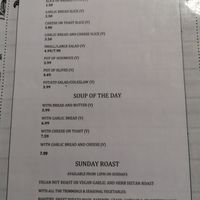 Menu at The Egg Cafe in Liverpool