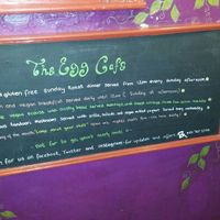 A sign on the way up the stairs. at The Egg Cafe in Liverpool