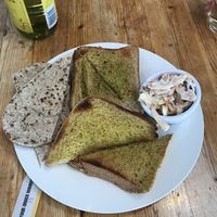 Pitta, garlic bread and coleslaw (50p per side!) at The Egg Cafe in Liverpool