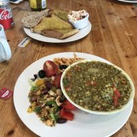 Lentil curry and salad at The Egg Cafe in Liverpool