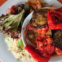 Aubergine casserole at The Egg Cafe in Liverpool