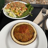Tomato and olive tart with side salad at Tide Tables in Richmond Upon Thames