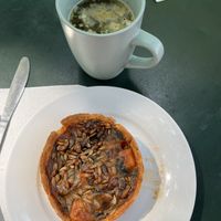 Sweet potato and apricot tart and miso soup from box  at Tide Tables in Richmond Upon Thames