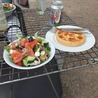 Salad and gluten free tomato quiche at Tide Tables in Richmond Upon Thames