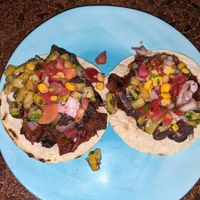 Mexican menu home delivery. loaded tacos at Blue Moon Cafe in Sheffield