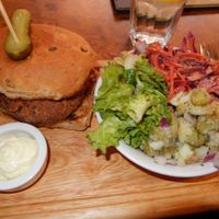 Spicy Beanburger at Herbies in Exeter