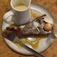 Pecan pie with custard   at Herbies in Exeter