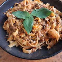 Harissa & lentil pasta at Herbies in Exeter