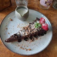 Chocolate & amaretto tart at Herbies in Exeter
