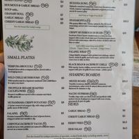 Food menu at Herbies in Exeter