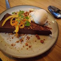 Chocolate orange tarte at Herbies in Exeter