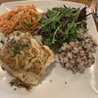 Leek, mushroom pie and salads  at Herbies in Exeter