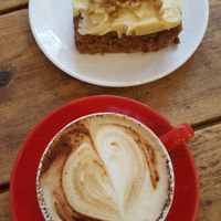 Coffee and cake at Archie Browns Health Food in Penzance