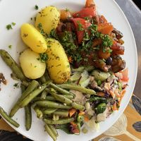 Fresh lunch plate   at Zucchini Vegetarian Cafe in Helsinki