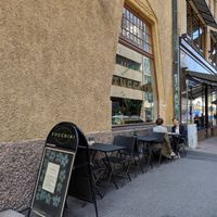 view from the outside at Zucchini Vegetarian Cafe in Helsinki