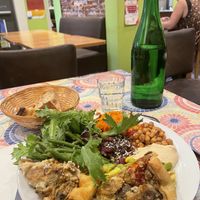 Vegan quiche and salads buffet  at La Faim des Haricots - Puits Vert in Toulouse