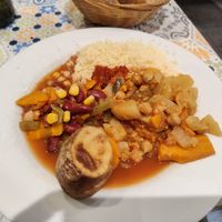 Main dishes were two stews which needed heavy seasoning. at La Faim des Haricots - Puits Vert in Toulouse
