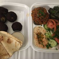 Five amazing falafels and the ‘vegan teller’ to go. at Baharat-Falafel in Berlin