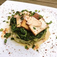 pasta with spinach and smoked tofu at Hiller in Hannover