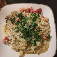 Seasonal rice dish with white asparagus at Ignaz in Munich