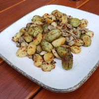Two types of gnocchi with oyster mushrooms at Ignaz in Munich