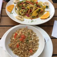 Wholegrain rice with gluten free and vegan thai style curry  at Prinz Myshkin City in Munich