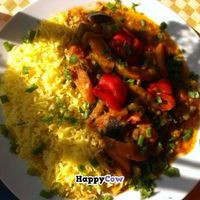 Ratatouille with rice (vegan); daily dish, 6.50€ at CafeBistro Mundial in Hagen