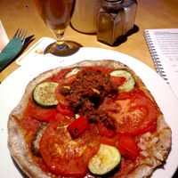 Café Prütt, a vegan pizza.  at Prütt-Café in Muenster